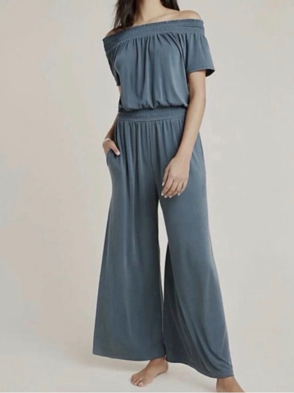 NWOT Anthropologie Rebecca Smocked Jumpsuit Size XL